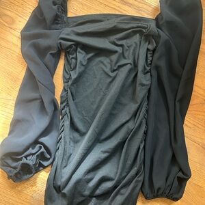 SHEIN Black Sheer Sleeve Dress